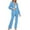 Blue, variant on qolati Women's Two Piece Outfits 2024 Fall Striped Print Long Sleeve Blazer Jacket and Dress Suits Pants Pockets Business Casual Work Sets