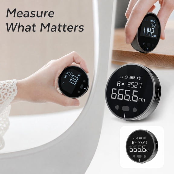 High Precision Laser Distance Measuring Tool with Compact Circular Design for Men, Construction Laser Measurement Device for Home Improvement Projects and Cool Tech Gifts for Men,