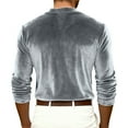 thumbnail image 5 of Dresfit Henley Shirts for Men Velvet V Neck Party Shirt Spring Summer Loose Fit Long Sleeve Tops Button Down Big and Tall Carnival Mardi Gras Pullover Light Gray 2XL, 5 of 5