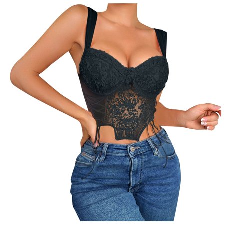 

YDKZYMD Womens Crop Top Bra Camisole Tummy Control Compression Bra Cute Bras Black XS