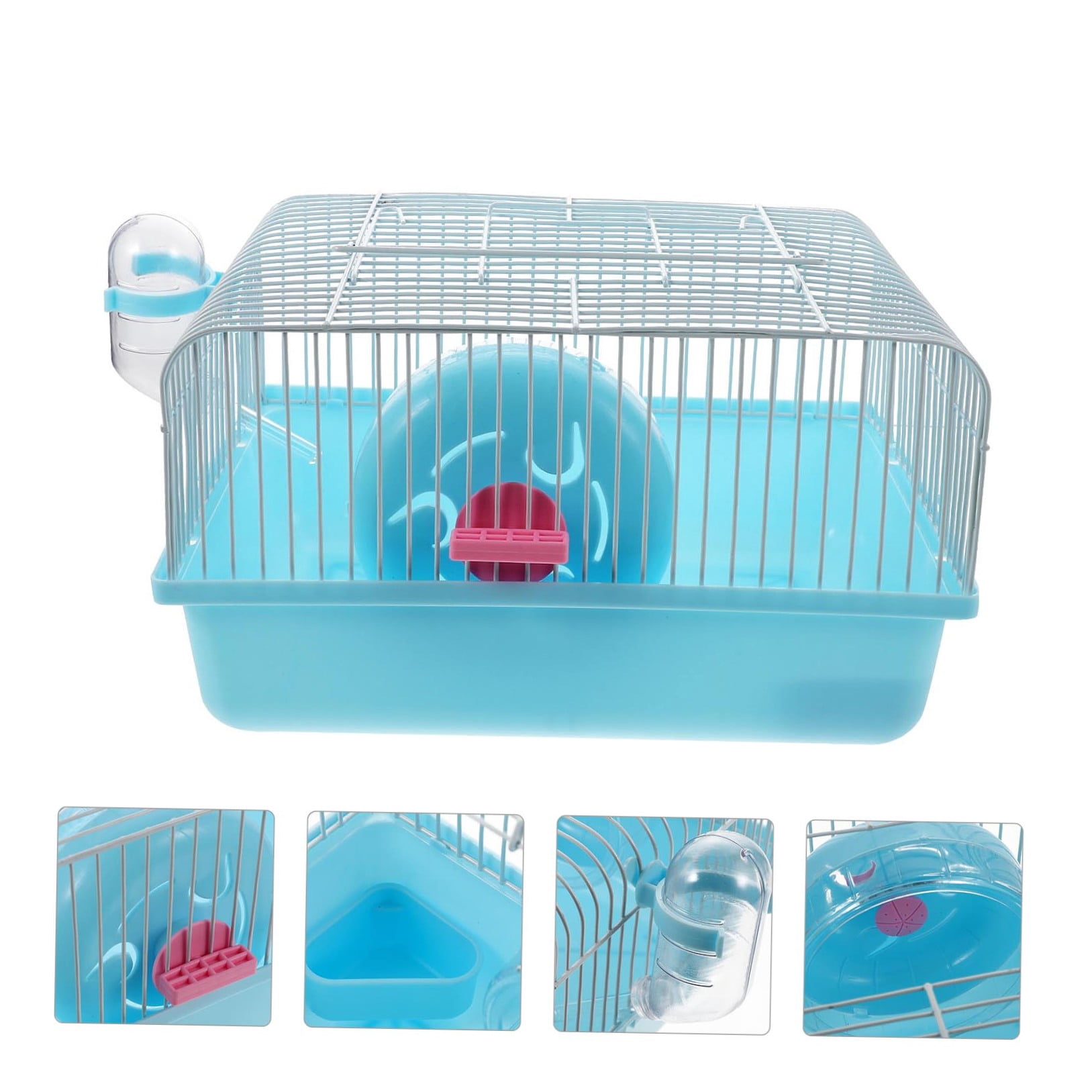 PBPBOX 1Set Blue Handheld Pet Cage for Hamsters Gerbils Chinchillas with Travel Handle and Accessories