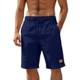 thumbnail image 2 of Gamivast Linen Shorts for Men Drawstring Elastic Waist Rolled Hem Shorts with Pockets Zip Relaxed Fit Mid Rise Shorts for Resort Days Casual Errands and Summer Outings, 2 of 6