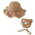 thumbnail image 2 of Sombrero de 52-54cm de circunferencia, Sombrero de Paja de verano para niños, lindo sombrero de playa, sombrero de Sol de pez de dibujos animados y conjunto de bolsa de paja, 2 of 6