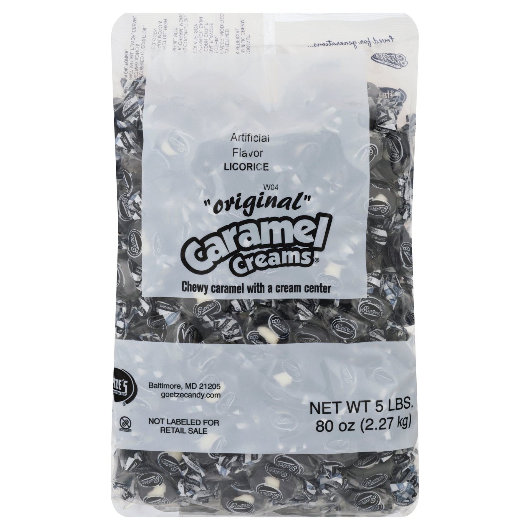 Goetze's Candy, Caramel Creams, Licorice, Bag, 5.0 LB