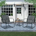 thumbnail image 2 of Ainfox Patio Bistro Sets 3 Piece Steel Outdoor Bistro Sets with 2 Rocking Chairs and Glass Coffee Table, Gray, 2 of 7
