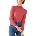 thumbnail image 4 of Womens Tops Casual Solid Long Sleeve Fitted Turtleneck Sweater Top Blouses For Women, 4 of 4