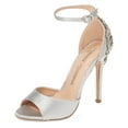 thumbnail image 2 of Lauren Lorraine Halsey Pumps Embellished Ankle Buckle Heeled Formal Sandals (Silver, 7.5), 2 of 5