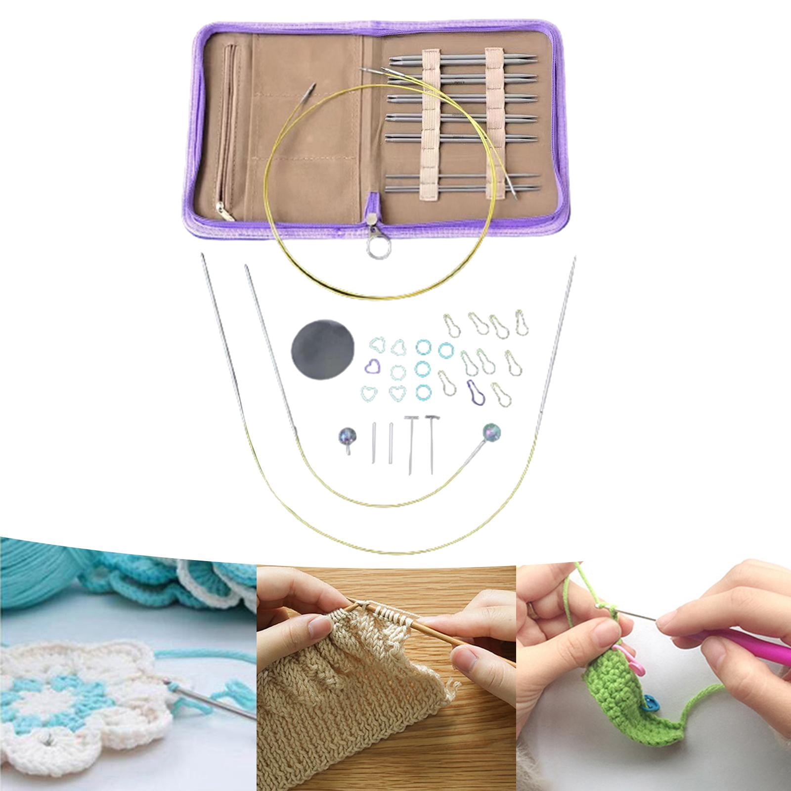 S SERENABLE Circular Knitting Needles Set Stainless Steel Weaving Equipment 8 Different Size Multifunction Crochet Needles Durable Sewing for Sweater
