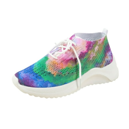 

adviicd Sneaker for Women Internationalist Women Sneaker Leisure Women s Lace Up Tie Dye Travel Soft Sole Comfortable Sneaker Socks for Women