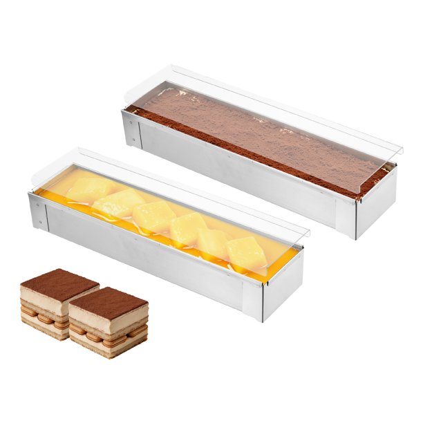 Uxcell 2Pcs Sartén para Tiramisu, 15.9 x 3.9" Antiadherente con Tapa de Acrílico y Marco Removible