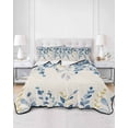 thumbnail image 2 of Quilts Queen Size Bedding Set, Blue Eucalyptus Reversible Summer Quilt 3 Pieces, Farmhouse Weeping Leaves Linen Lightweight Bedspreads Coverlets with 2 Pillow Shams for All Seasons, 2 of 5