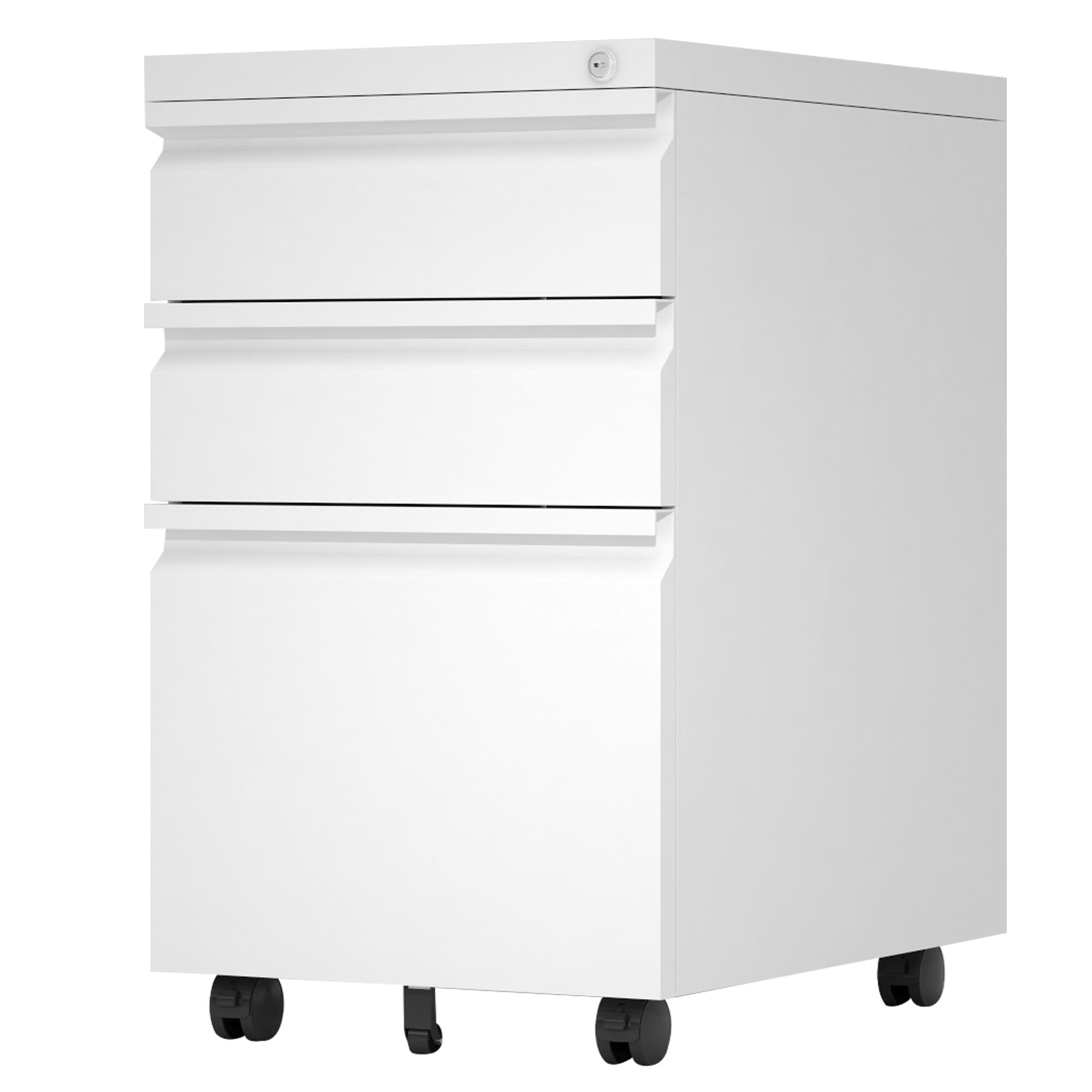 KALEFU Movable 3 Drawers Metal File Pedestal Filing for