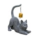 thumbnail image 2 of Estatua de gato, figura de gatito con campana, decoración de mesa, escultura de animal de resina Gris, 2 of 9