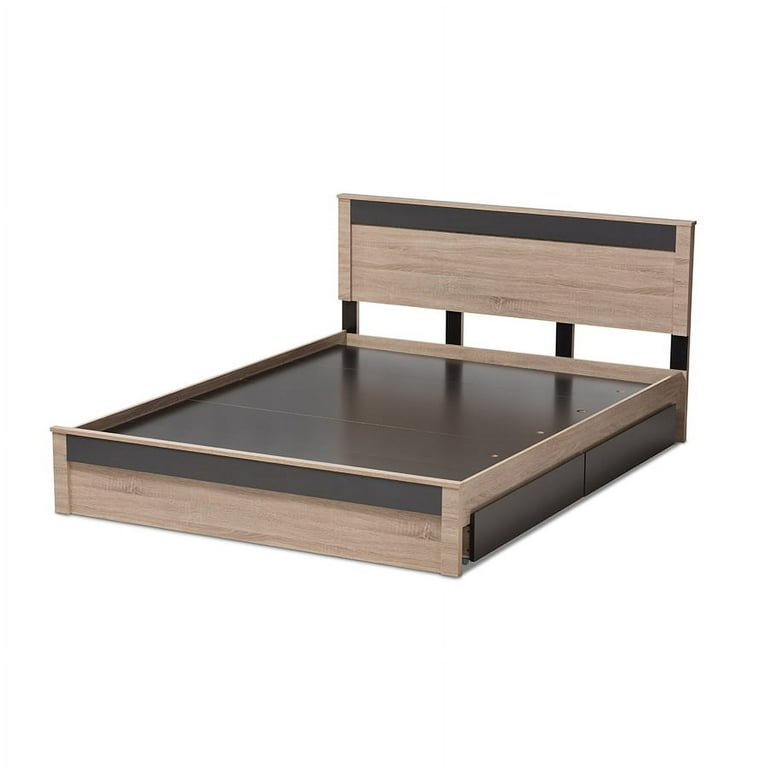 Baxton Studio Jamie Modern and Contemporary Two-Tone Oak and Grey Wood Queen 2-Drawer Queen Size Storage Platform Bed Baxton Studio Jamie Modern and Contemporary Two-Tone Oak and Grey Wood Queen 2-Drawer Queen Size Storage Platform Bed
