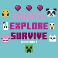 thumbnail image 2 of Girl's Minecraft Create Explore Survive Animals  Graphic T-Shirt, 2 of 4