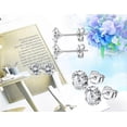 thumbnail image 2 of 925 Sterling Silver Stud Earrings 3Pairs Stud Earrings for Women Men with Zircon Gift, 4-6MM, 2 of 5
