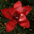 thumbnail image 4 of Luoshdecor Christmas Poinsettia Glitter Flowers with Stems Ornaments for Christmas Tree Party Decorations, 4 of 7