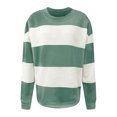 thumbnail image 3 of Xixinqiwan Women Tops Striped Sweatshirts Crew Neck Long Sleeve Pullover Blouse Split Hem Top, 3 of 4