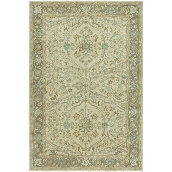 K2 Floor Style Seville Ivory/Brown Hand-Tufted Wool & Silkette™ Area Rug
