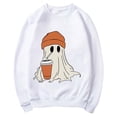 thumbnail image 4 of CLOISE Halloween Womens Sweatshirt Trendy Ghost Graphic Pullover Sweatshirts Fall Long Sleeve Round Neck Hoodies Shirts Tunic Tees Halloween Gift Clothes White XS Trick, 4 of 5