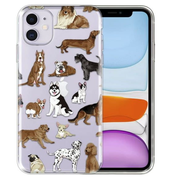 WIRESTER Soft TPU Clear Case Slim Protective Cover for Apple iPhone 11 6.1" 2019, Clear Dog Breeds