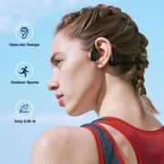 TOPVISION Open Ear Bone Conduction Headphones, Wireless Bluetooth Headset with Built-in Microphones, 8Hr Playtime, Waterproof Sports Headphones for Running Workout Gym