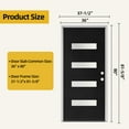 thumbnail image 5 of 36 in" x 80 in" Flush Left-Hand 4-Lite Frosted Glass Black Fiberglass Front Door Slab with Frame, Threshold, Hinge, 5 of 8