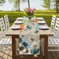 thumbnail image 4 of Teal Tulip Butterfly Table Runner 120 Inches Long,Beige Turquoise Floral Vintage Rustic Cotton Linen Table Runners Dresser Scarves,Fabric Tabletop Scarf Furniture Cover for Home Dinner Party 13"x120", 4 of 9