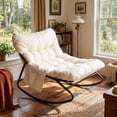 thumbnail image 4 of TLSUNNY Indoor Rocking Chair, Accent Rocker Chair with Solid Metal Frame, Side Pocket, Papasan Rocker Lounge Chair for Living Room/Bedroom/Reading Nook, 4 of 8