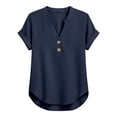 thumbnail image 5 of Womens Tops Summer Casual Solid Color V Neck Linen Short Sleeved T Shirt (No Size Label) Fashion Clothes, 5 of 5