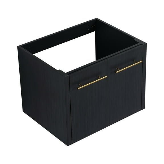 Noble House 24" Floating Bathroom Vanity Cabinet, Plywood Black Chestnut, Soft-Close Door, Excluded Sink, Black Chestnut