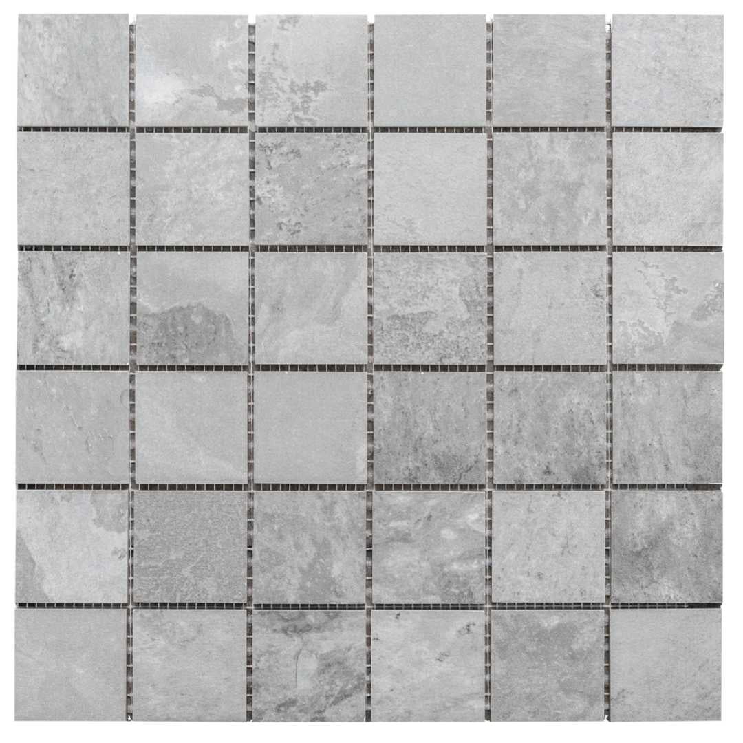 The Tile Life Wells Stone Slate 2" x 2" Gray Porcelain Mosaic Tile, Case of 11