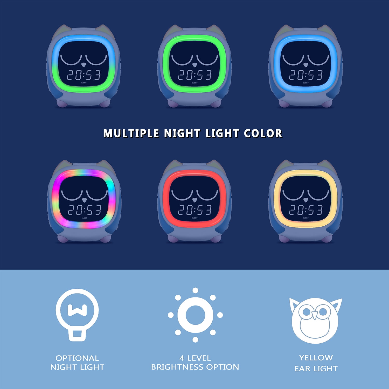 Addo Kids Alarm Clock,Sunrise/Sunset Simulation Bedside Lamp, Grow Children's Clock Trainer,White Noise Sleep Sounds Wake Up Clock Owl iTOMA CKS912
