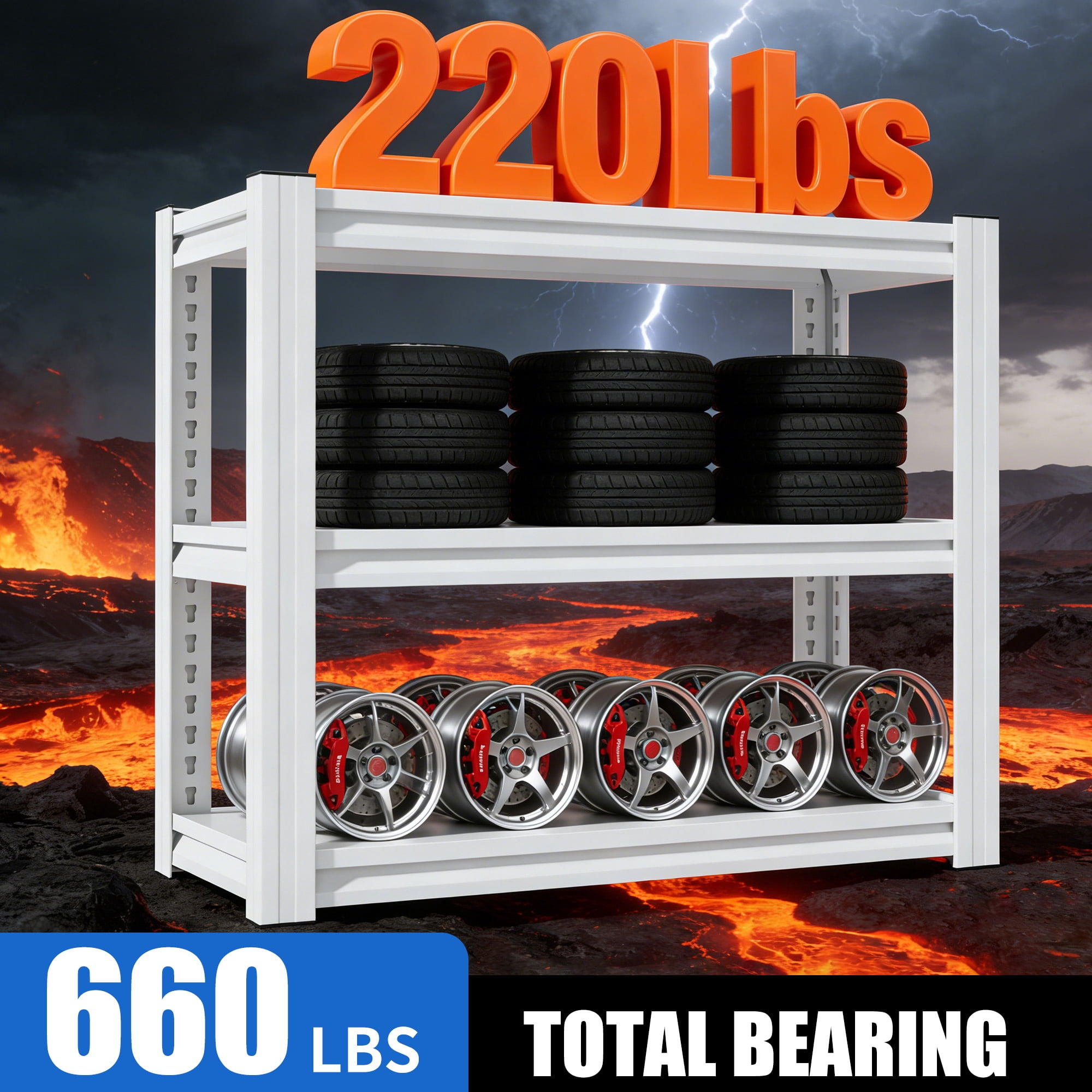 Heavy Duty Metal Aquarium Stand, 3-Tier Adjustable Fish Tank Rack for 20-30 Gallon Tank, 660 LBS Weight Capacity Rustproof Reptile Tank Stand for Home Office
