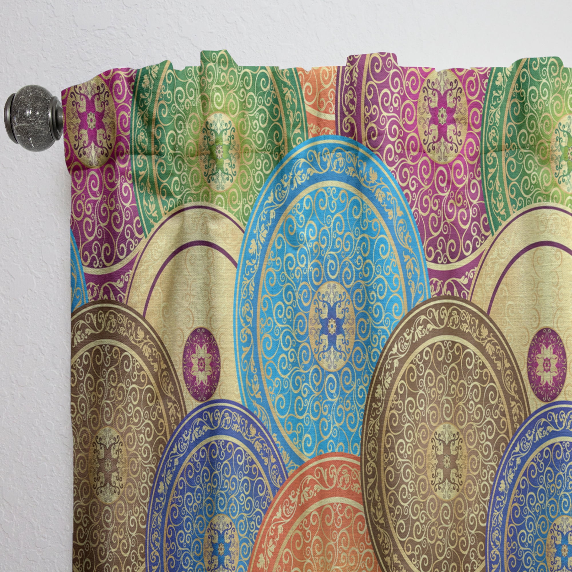 Designart 'Retro Circular Design III' Mid-Century Modern Curtain Panel