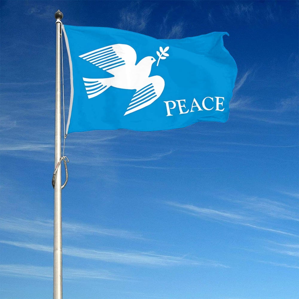 Dutern Double Sided The dove of peace love Peach Flag Banner 3 Ply with Brass Grommets 3x5 Feet