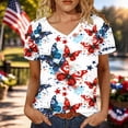 thumbnail image 4 of USA 250th Anniversary Soft Tee Short Sleeve V Neck Loose Crewneck Graphic Top White L, 4 of 5
