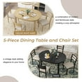 thumbnail image 3 of Multifunctional Dining Table Set with Extendable Round Table, 5 Piece Dining Room Table Set with Two Small Drawers and 4 Upholstered Dining Chairs, Round for Kitchen(Natural), 3 of 9
