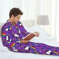 thumbnail image 6 of Naloa Rainbow Lgbt Penguin Men’s Pajamas Set - Long Sleeve Button Down Sleep Shirt and Pajama Bottoms Sleepwear Set-Medium, 6 of 7