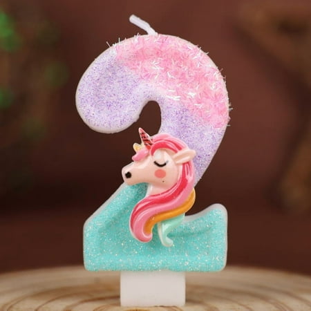 Xiao Hang 0-9 Number Cartoon Unicorn Digital Candles for Kids Birthday Party Festival Cake Decoration Atmosphere Props Fun Themed Candle