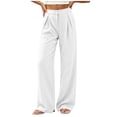 thumbnail image 4 of MYAOYINo Boundaries Womens Cotton Linen Pants High Waisted Wide Leg Loose Fit Pleated Casual Pants, 4 of 8