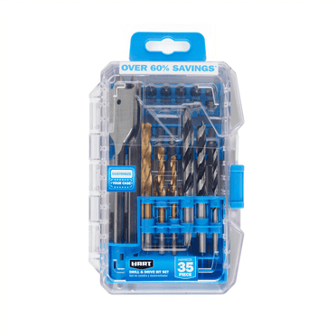HART 35-Piece Assorted Drill Bit and Drive Bit Set Wood/Metal/PVC, Customizable Modular Case