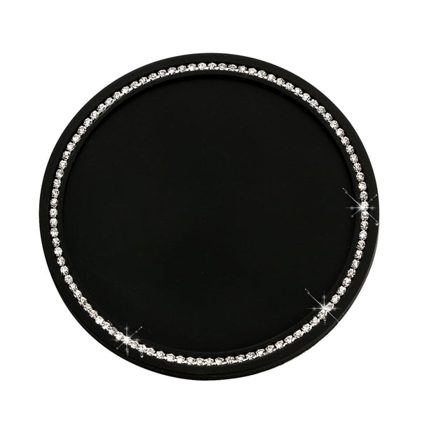 Posavasos para portavasos de coche Injueey redondos antideslizantes con diamantes de imitación blanco