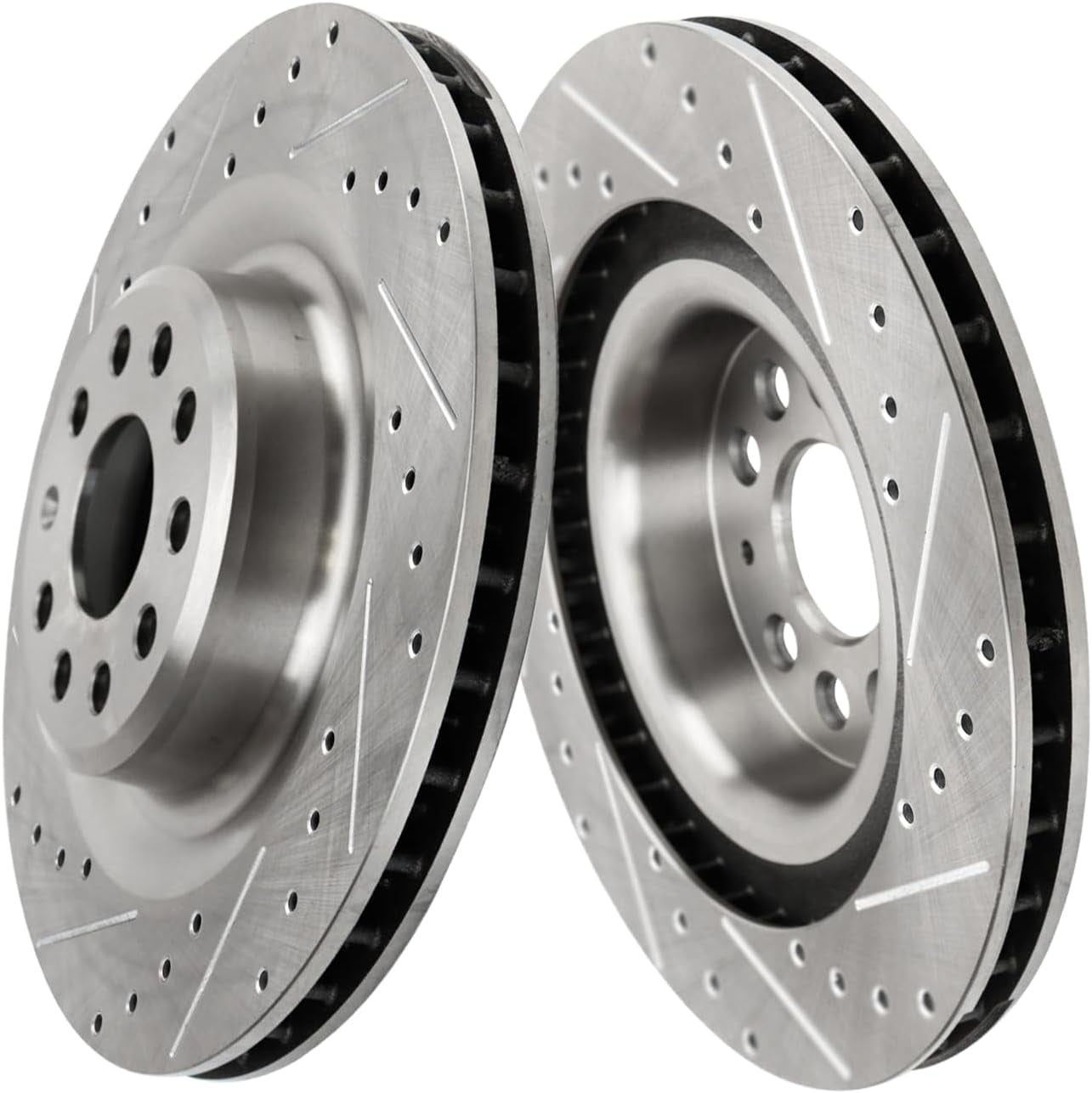 Detroit Axle - Rear Brake Rotors for 2016-2021 Tesla Model S Model X, Drilled and Slotted Disc Brake Rotors 2017 2018 2019 2020 Replacement: 14.37" inch Rotors