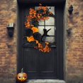 thumbnail image 4 of Letreros de Halloween con forma de luna, coronas de puerta, rosas góticas, gatos negros, guirnalda, adorno de puerta delantera, decoraciones de Halloween, letrero de bienvenida, 4 of 4