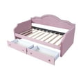 thumbnail image 5 of Harper & Bright Designs Twin Size Daybed with 2 Storage Drawers and LED Light, Twin Velvet Upholstered Daybed with Wave Cloud Backrest, Pink, 5 of 9