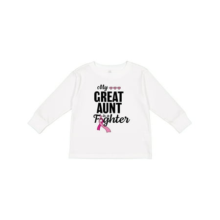 

Inktastic Breast Cancer Awareness My Great Aunt is a Fighter Gift Toddler Boy or Toddler Girl Long Sleeve T-Shirt