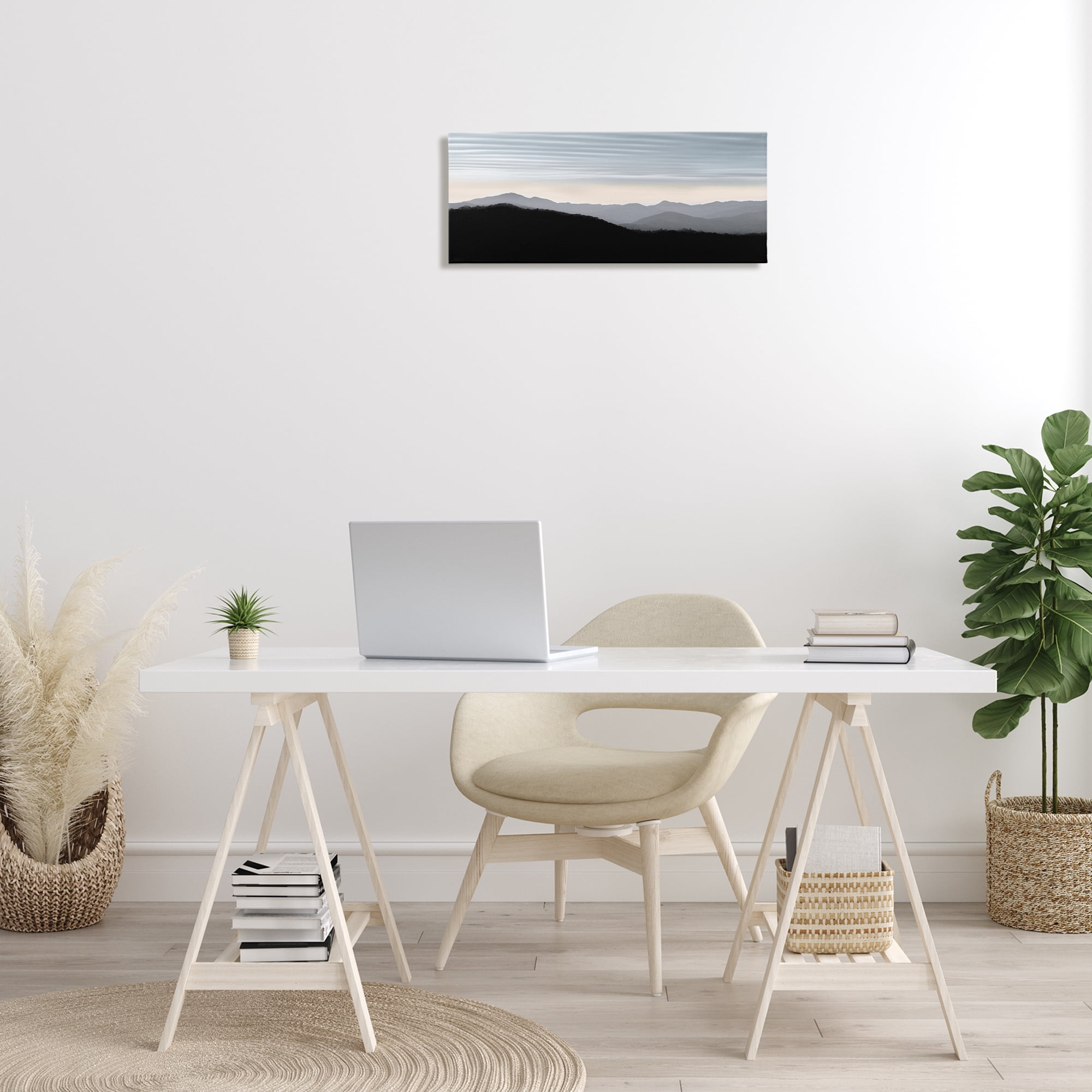 Stupell Industries Mountains with Rippled Sky Landscape & Nature Photography Wrapped Canvas Art Print Wall Art, 24 x 10