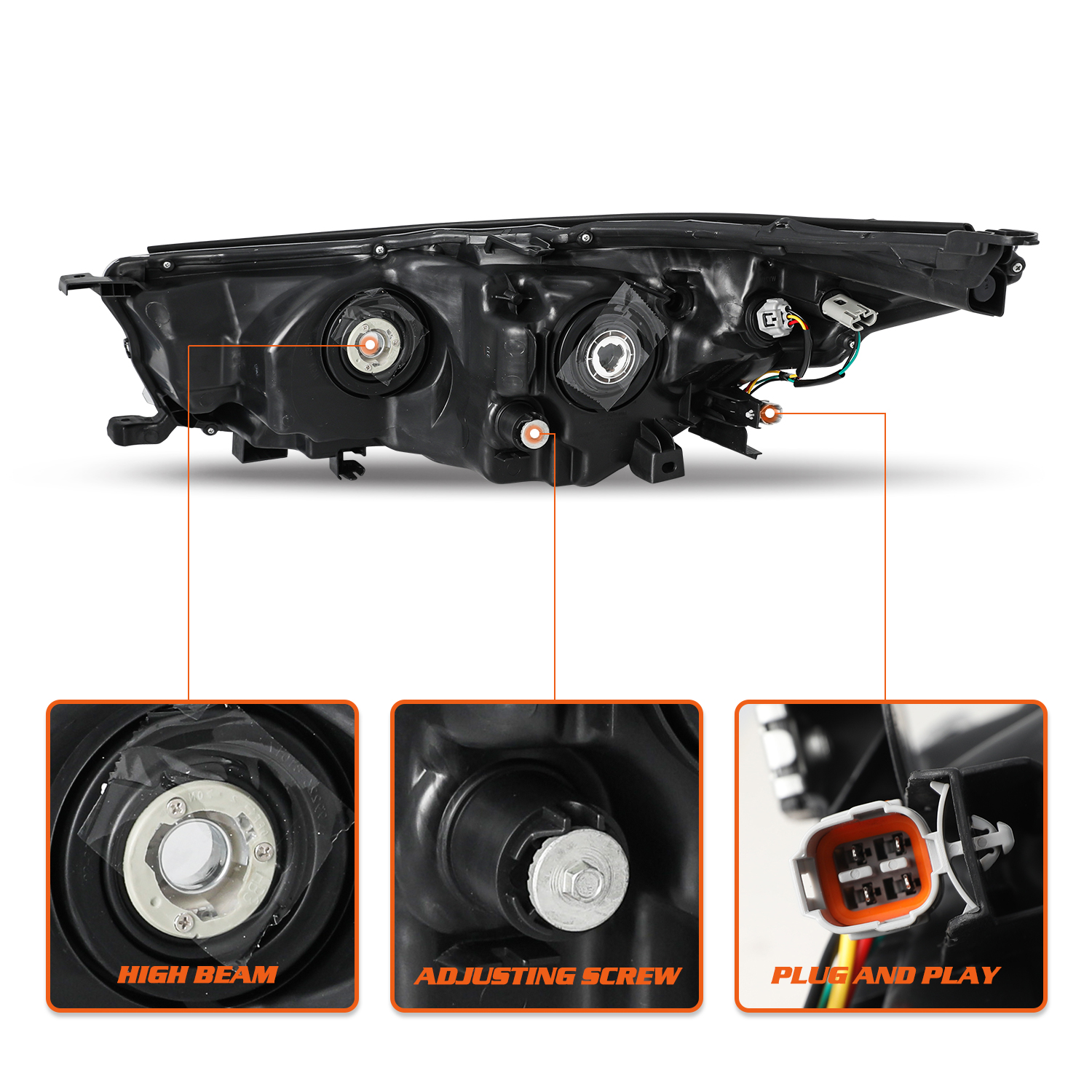 For 2014 2015 2016 Toyota Highlander Right Passenger Headlight Assembly Headlamp