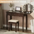 thumbnail image 6 of Afuhokles Vanity Table Set with Tri-Folding Mirror 10 LED Light 5 Drawers, Brown, 6 of 8